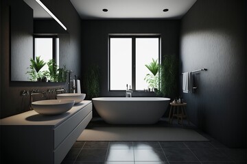 Fototapeta na wymiar Sleek and Stylish Bathroom Design with a Modern and Minimal Interior