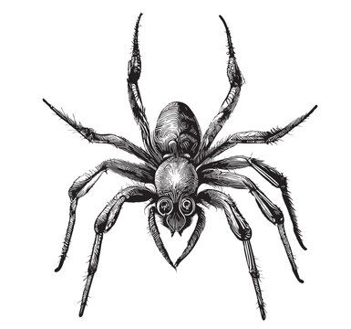 Spider sketch hand drawn Vector illustration, insects