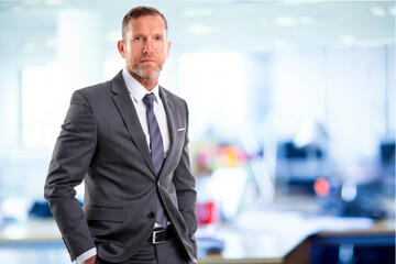 Senior businessman wearing suit and tie while standing at the office