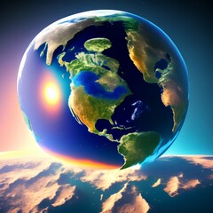 Planet Earth 3D Globe Artwork (Elements of this image furnished) - generative ai