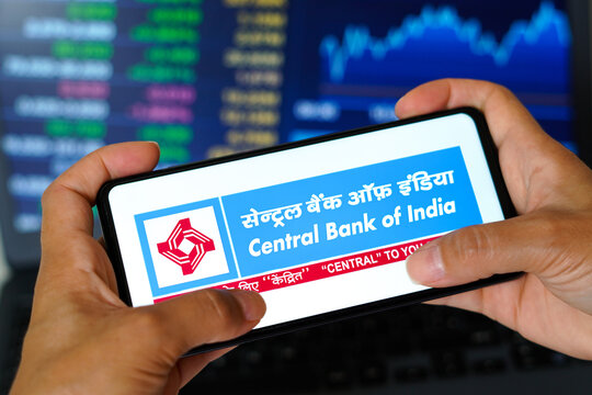 March 13, 2023, Brazil. In this photo illustration, the Central Bank of India logo seen displayed on a smartphone.
