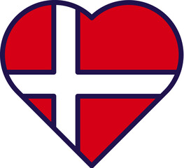 Denmark country nation flag in heart form vector