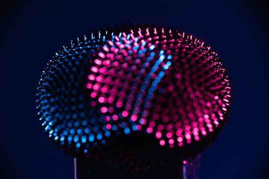 Closeup shiny ferrofluid spikes