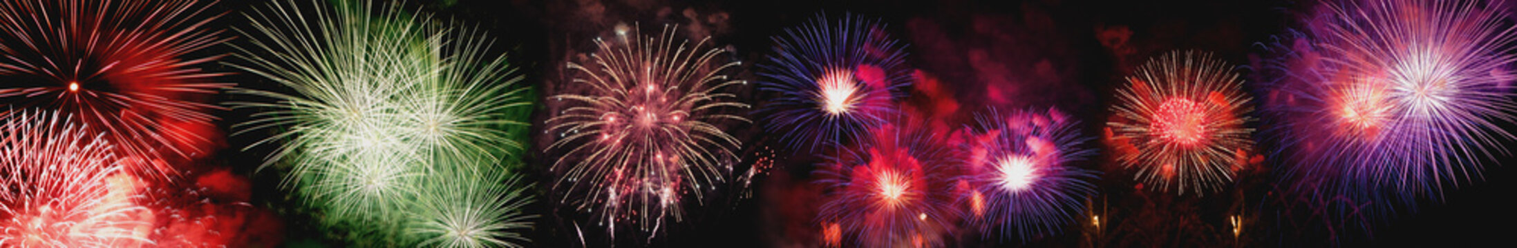 Bright fireworks on night sky