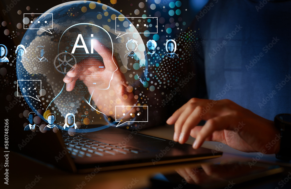 Wall mural concept of ai and computer technology