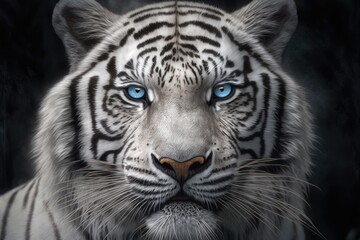 Fototapeta premium Face of a white tiger. Generative AI