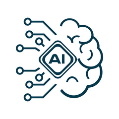 AI brain with lines of connection style setting up for new installation icon, and Artifical intelligent symbol concepts design