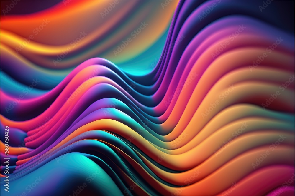 Poster abstract background with colorful wavy lines on a dark background.