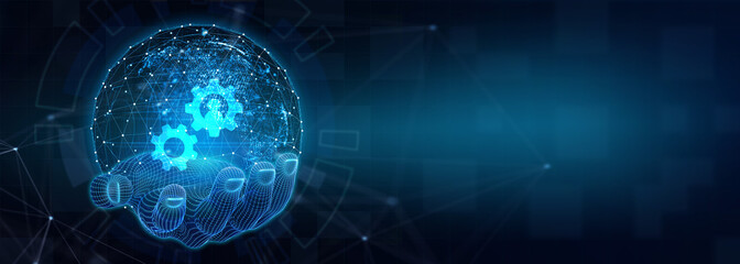 Business, Technology, Internet and network concept. Automation Software Technology Process System. 3d illustration