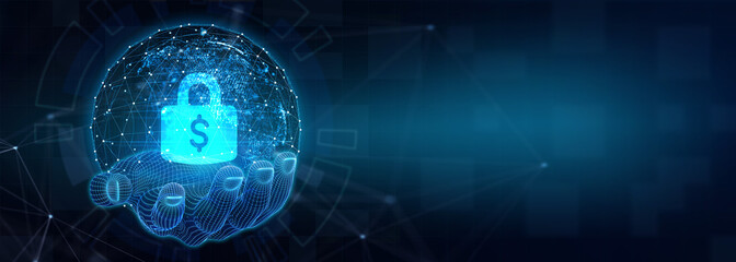 Cyber security data protection business technology privacy concept.  3d illustration