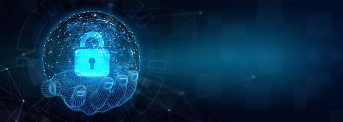 Cyber security data protection business technology privacy concept.  3d illustration