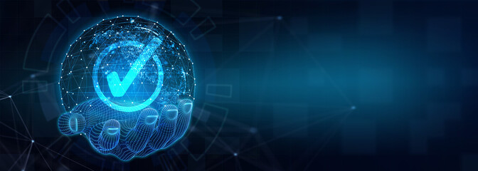 Standard quality control. Certification. Business, technology, internet and networking concept.  3d illustration