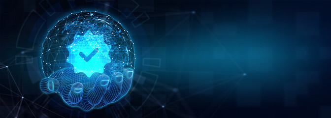 Standard quality control. Certification. Business, technology, internet and networking concept.  3d illustration