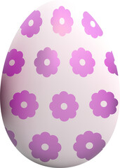 3d Easter egg element. Holiday isolated festive egg render with flower pattern