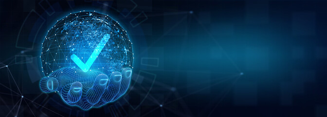 Standard quality control. Certification. Business, technology, internet and networking concept.  3d illustration