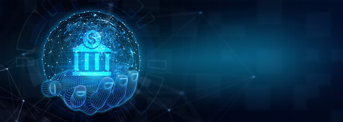 Concept of digital economy, e-payment, and online banking.  3d illustration