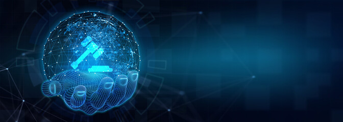 Business, Technology, Internet and network concept. Attorney at law business legal lawyer auction Internet technology. 3d illustration