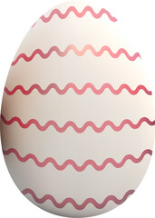 3d Easter egg element. Holiday isolated festive egg render with lines