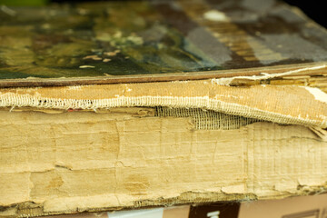 Old book, old book cover. Close-up.