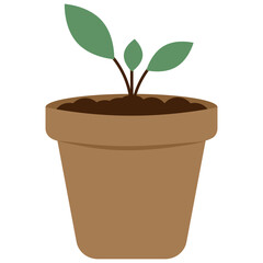 Flower pot with a plant. Flat vector illustration