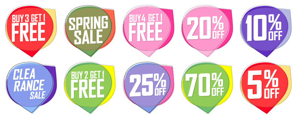 Sale banners design template, set discount tags, great promotion, vector illustration