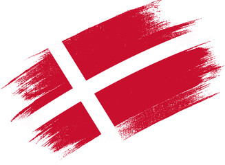 Denmark flag with brush paint textured isolated  on png - obrazy, fototapety, plakaty