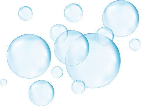 Realistic transparent  3d bubbles underwater . Soap bubbles vector illustration