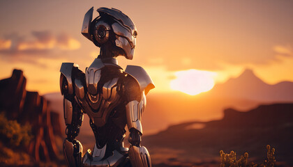 Robot watching the sunset