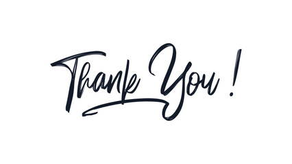 Thank You Text Handwritten Lettering Brush Calligraphy isolated on White Background. Flat Vector Design Template Element for Greeting Cards.