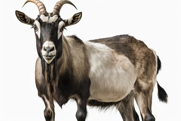 Goat on a white background by itself. Transparent PNG file available. Generative AI