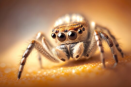 Animal macro close up photography of a little spider. Generative AI