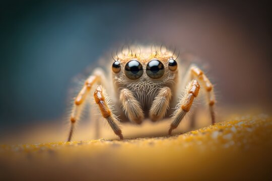 Animal macro close up photography of a little spider. Generative AI