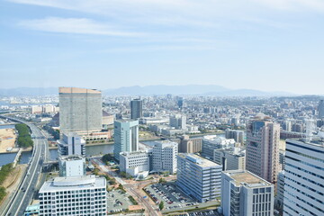 cityscape from Fukuoka tower third tallest and travel location building in japan