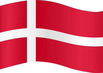 Fototapeta premium Denmark flag wave isolated on png or transparent background
