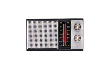 vintage portable radio receiver isolated on white background