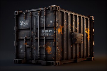 Rusty black cargo intermodal container, AI generated