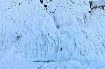 Beautiful Ice Splashes During Winter at Lake Baikal
