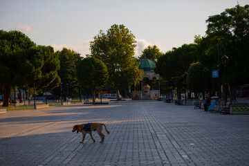 Wide angle view of German Fountain, a gazebo styled fountain in the northern end of old hippodrome...
