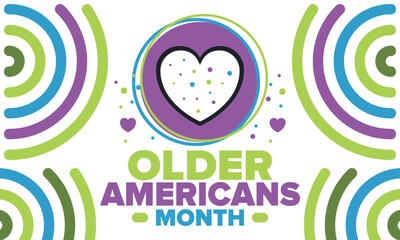 Older Americans Month. Celebrated in May in the United States. National Month of observance for Older Americans. Poster, card, banner and background. Vector illustration