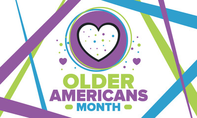 Older Americans Month. Celebrated in May in the United States. National Month of observance for Older Americans. Poster, card, banner and background. Vector illustration