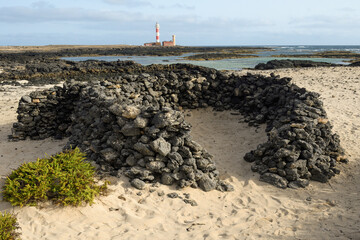 Panoramic view of El Tostón Lighthouse from the beach