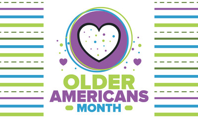 Older Americans Month. Celebrated in May in the United States. National Month of observance for Older Americans. Poster, card, banner and background. Vector illustration