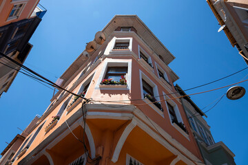 Fototapeta na wymiar Traditional colorful building architecture in Fener district, Istanbul city, Turkey