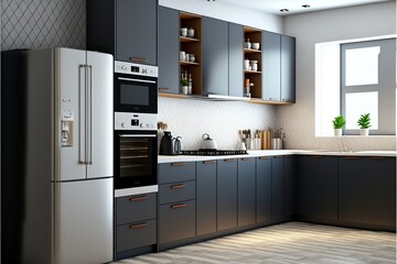 Fototapeta premium Sleek and Simple: Modern and Minimal Kitchen Interior Design