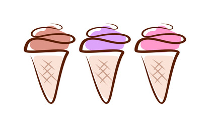 ice cream icons set. ice cream color illustration isolate. dessert sweets.