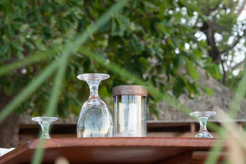 dining glasses set on table