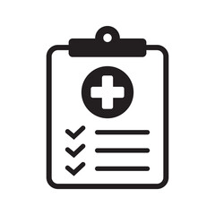 Medical history icon, medical report symbol. Health care clipboard icon. Medical card icon.