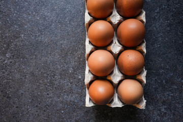 Eggs in the paper egg carton