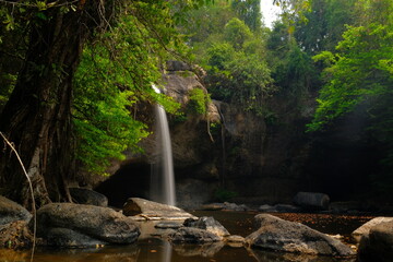 Haew Suwat Waterfall is naturally beautiful in the big forest.