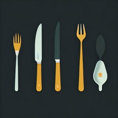 Kitchen utensils set - knives, forks and other